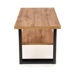 Masuta cafea VENOM U, stejar/negru, furnir/metal, 120x60x55 cm