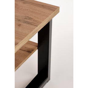 Masuta cafea VENOM U, stejar/negru, furnir/metal, 120x60x55 cm