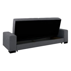 Canapea extensibila RUBIO, stofa catifelata gri - Matrix 17, cu lada depozitare, 232x95x81 cm