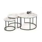 Set 3 masute GILDA, alb/negru, ceramica/metal