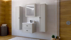 Dulap baie TORETO, casmir mat, PAL laminat, cu oglinda, 60x15x70 cm