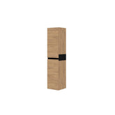 Dulap baie suspendat DUESA, stejar auriu/negru, PAL laminat, cu 2 usi, 30x30x134 cm