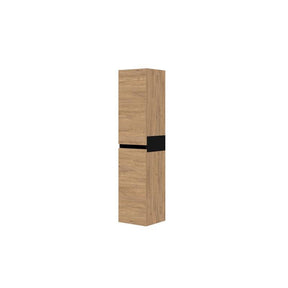 Dulap baie suspendat DUESA, stejar auriu/negru, PAL laminat, cu 2 usi, 30x30x134 cm