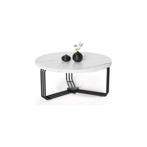 Masuta cafea ANTICA, marmura alba/negru, 80x36 cm