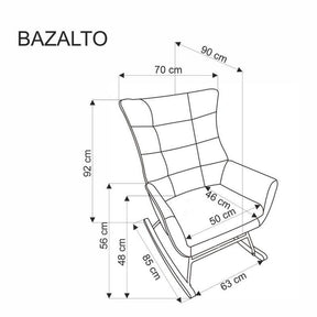 Fotoliu balansoar BAZALTO, galben/negru, stofa catifelata - Bluvel 68, 70x90x92 cm