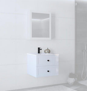 Dulap baie suspendat TORETO, alb mat, PAL laminat, cu 2 sertare, 60x45x46 cm