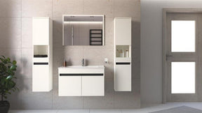 Dulap baie suspendat FIGARO, alb, PAL laminat, cu 2 usi, pentru lavoar, 80x46x48 cm