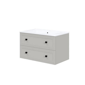 Dulap baie suspendat TORETO, casmir mat, PAL laminat, cu 2 sertare, 80x45x46 cm