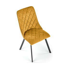 Scaun tapitat K450, galben, stofa catifelata, 44x58x85 cm