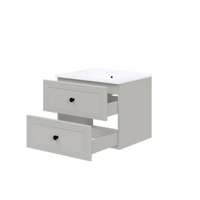 Dulap baie suspendat TORETO, casmir mat, PAL laminat, cu 2 sertare, 60x45x46 cm