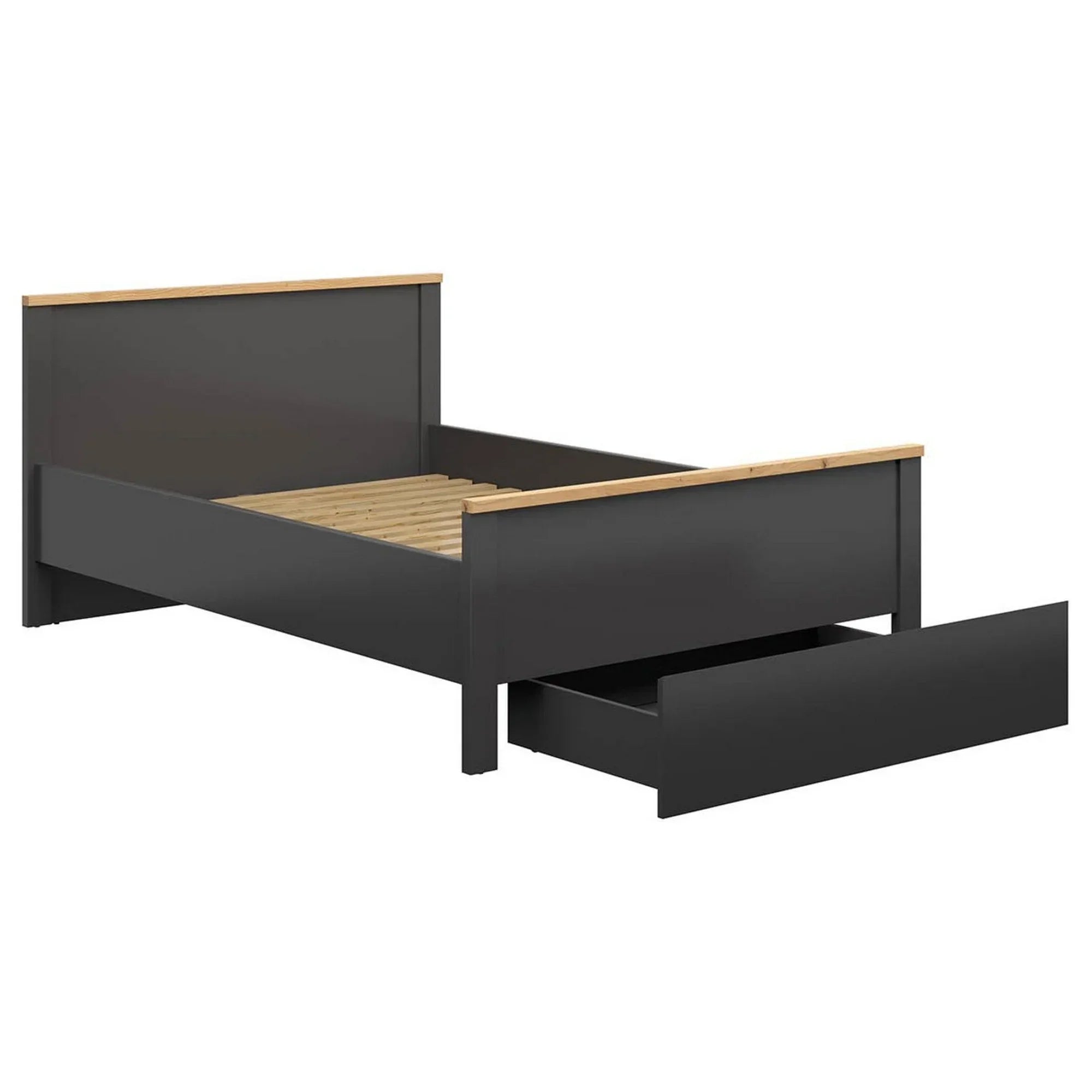 Cadru pat 140x200 BERGEN OCN-28750, gri grafit/stejar artisan