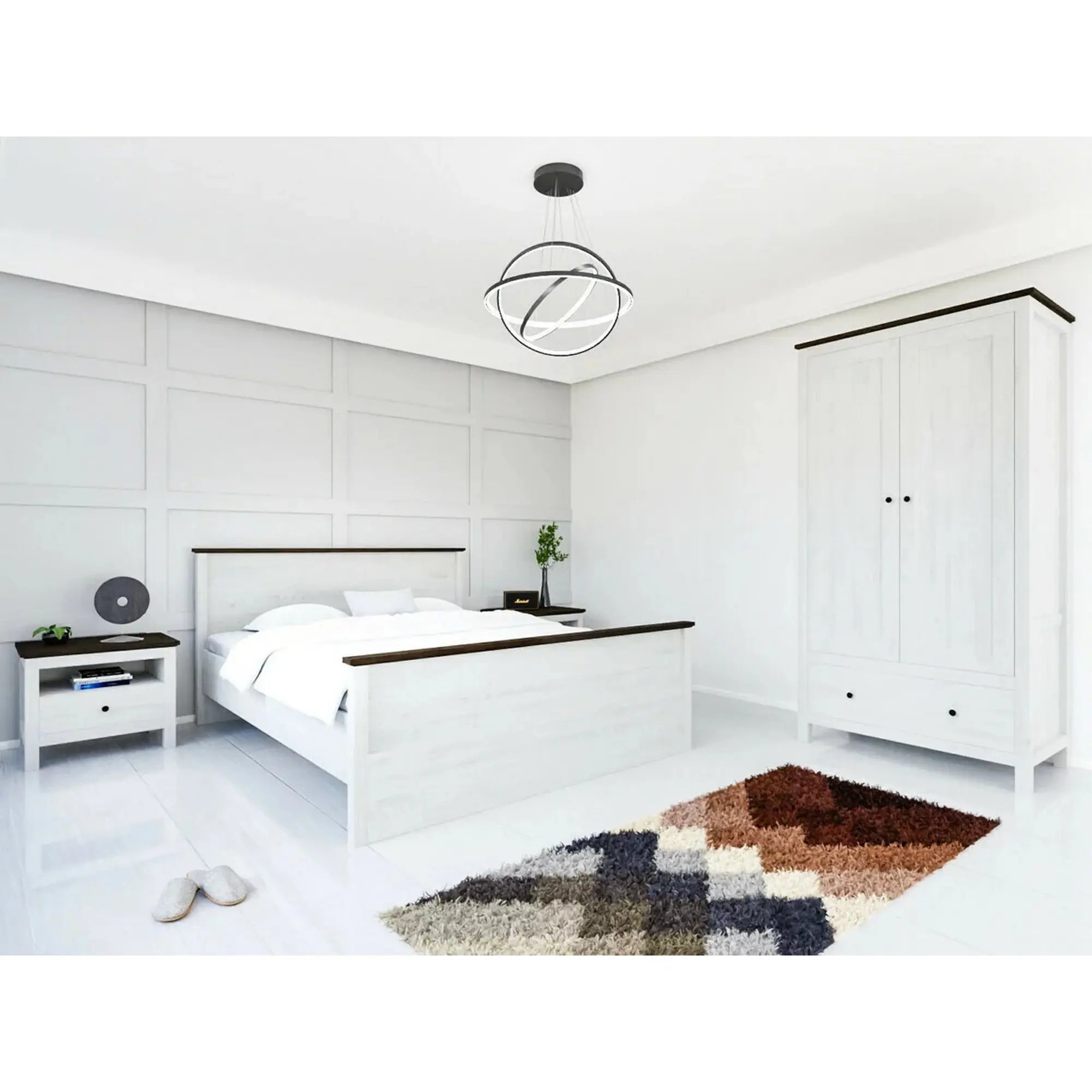 Cadru pat 140x200BERGEN OCN-28747, alb/pin larico