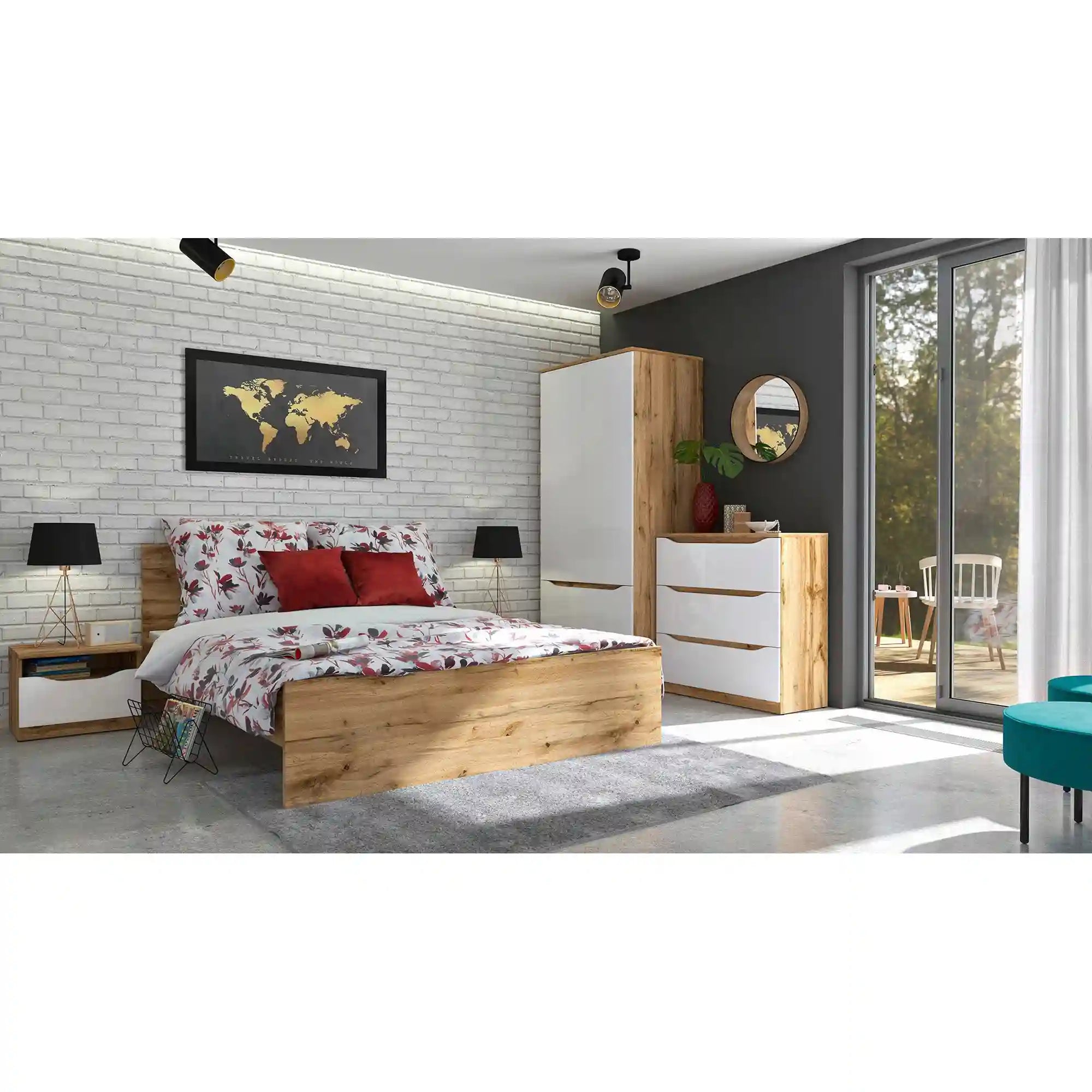 Cadru pat 160x200 BERGEN OCN-28719, stejar wotan