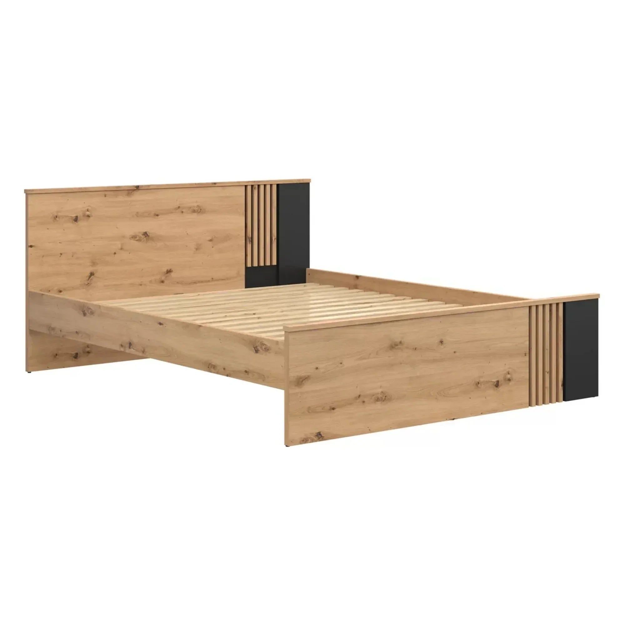 Cadru pat 160x200 BERGEN OCN-28727, stejar artisan/negru mat