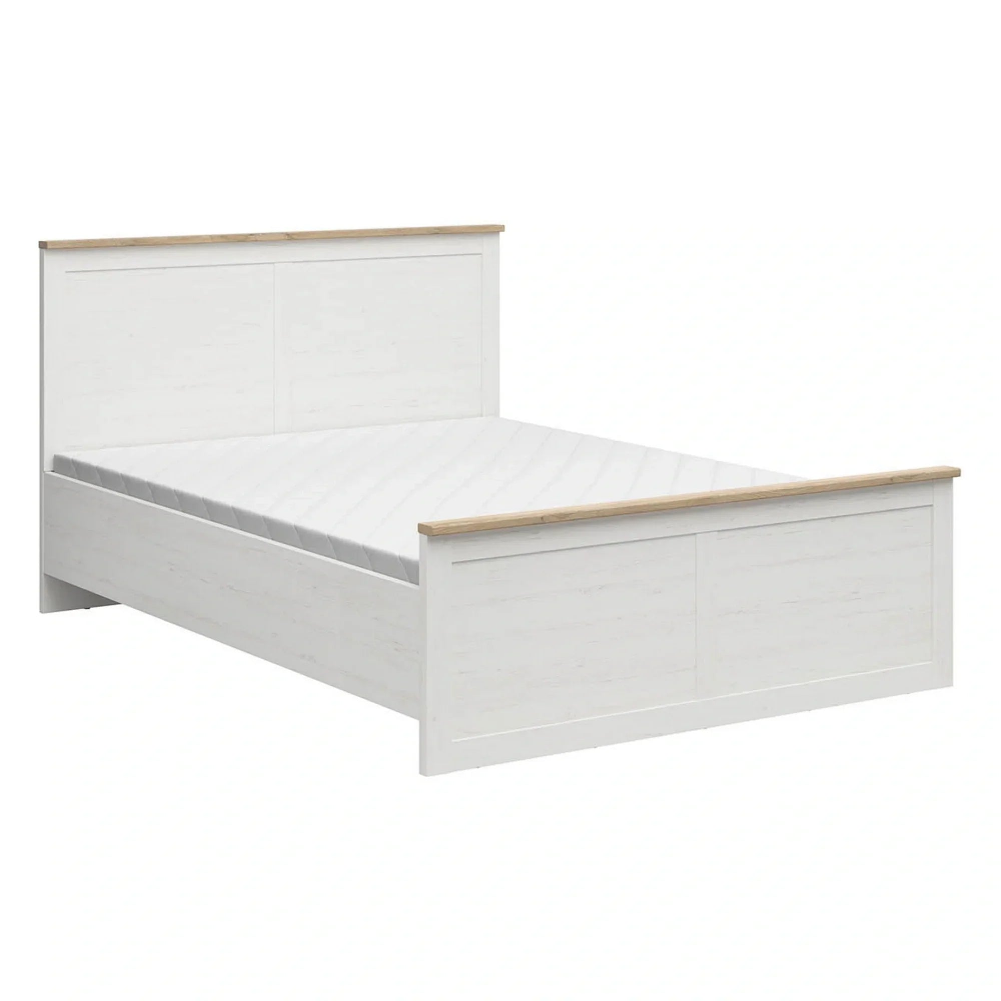 Cadru pat 160x200 BERGEN OCN-28738, pin alb/stejar grandson