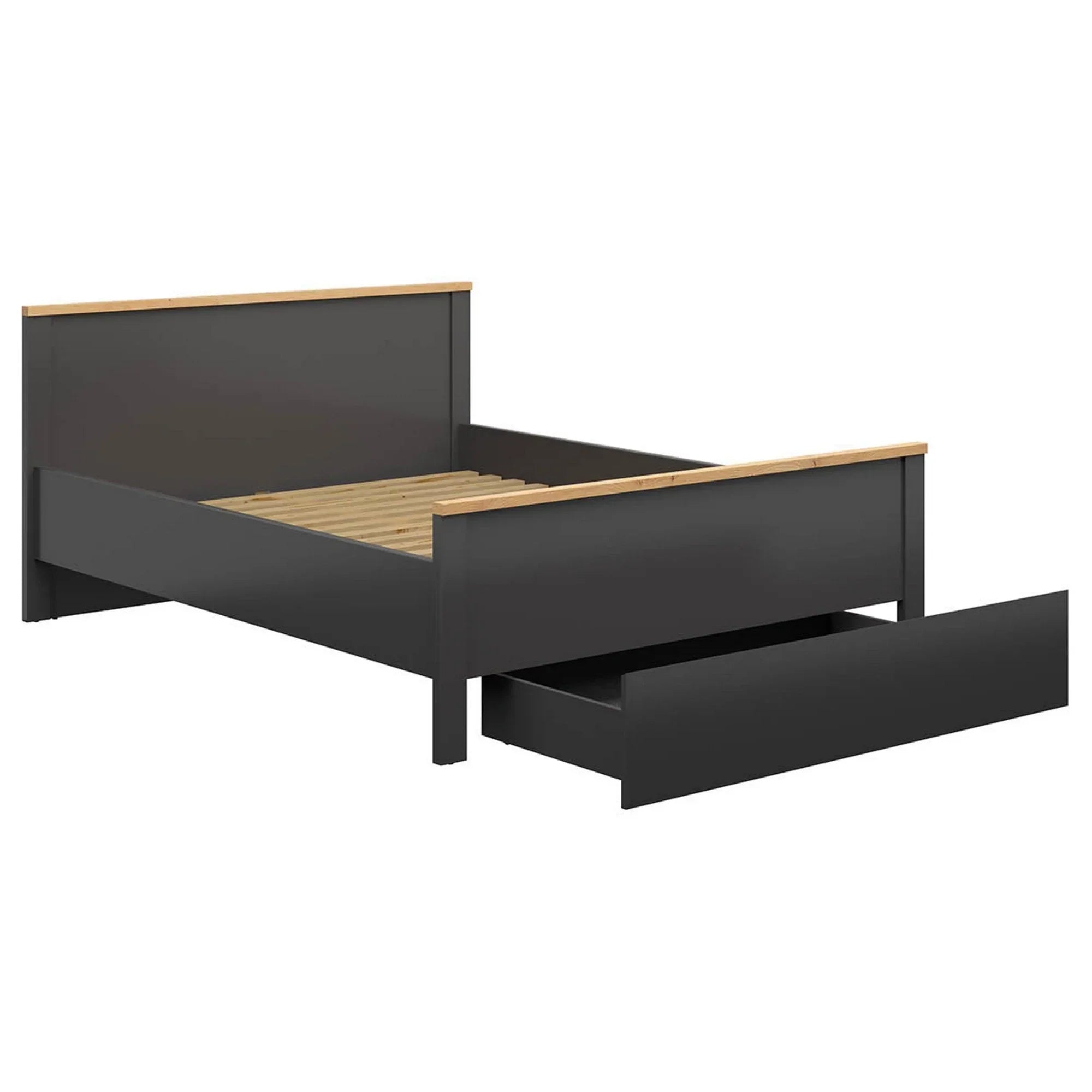 Cadru pat 160x200 BERGEN OCN-28754, gri grafit/stejar artisan