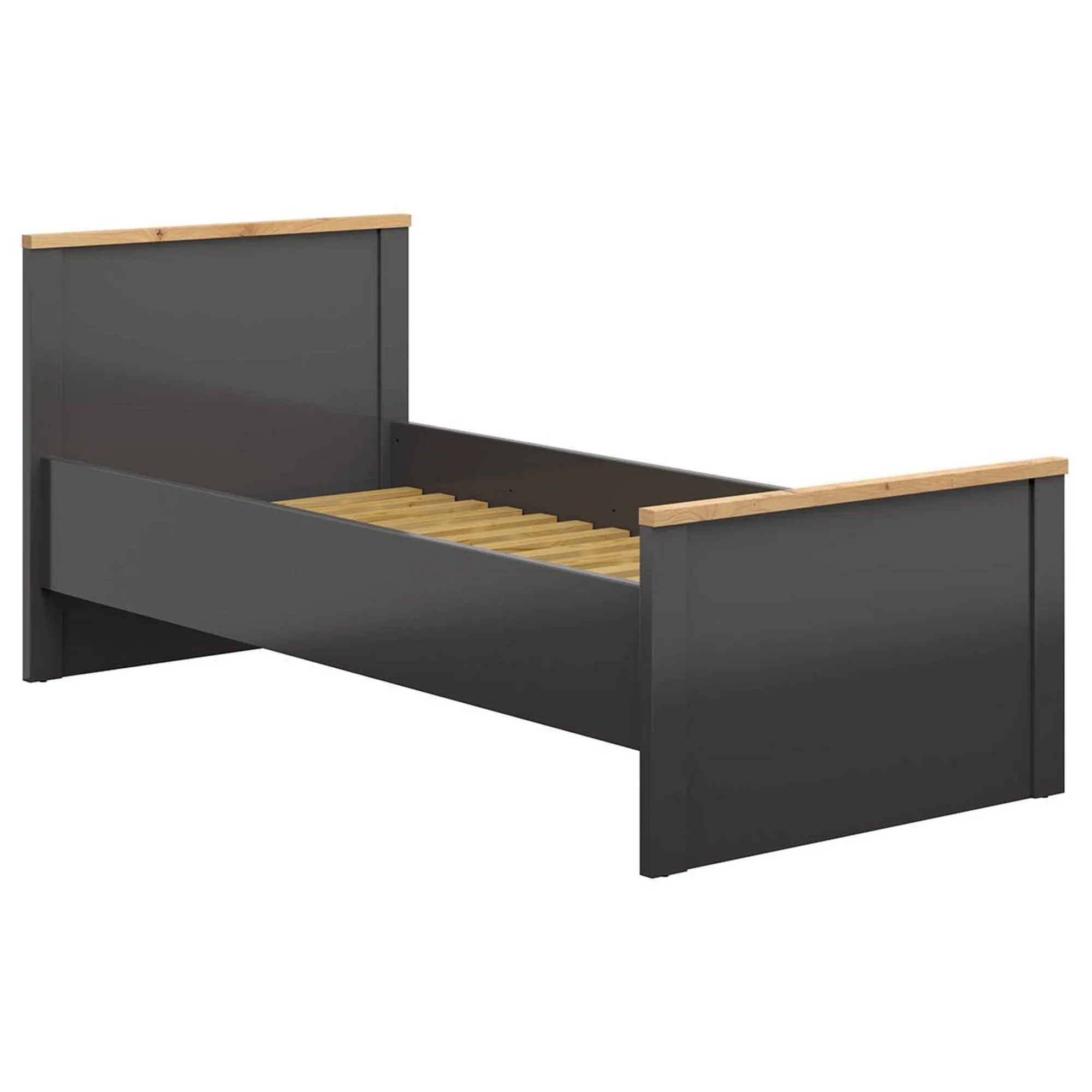 Cadru pat 90x200 BERGEN OCN-28732, gri grafit/stejar artisan