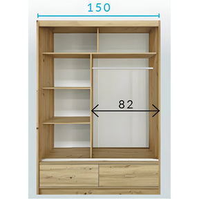 Dulap CANADA CA34-150, casmir/negru, PAL, cu 2 usi si 2 sertare, 150x60x215 cm