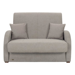 Canapea bej modernă pentru living, cu două perne decorative – textalt2