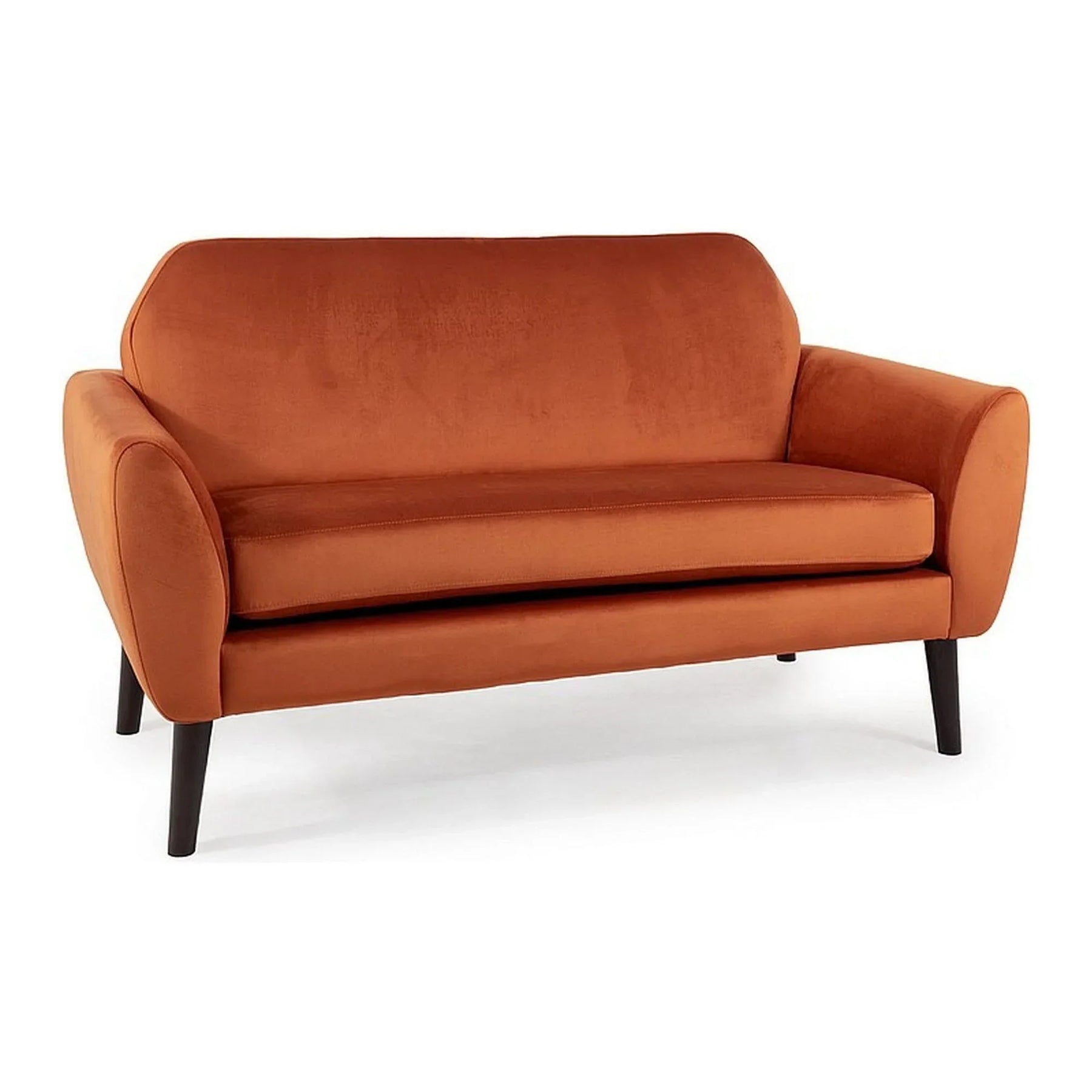 Canapea caramiziu cu picioare din wenge, ideală pentru living – primabucata