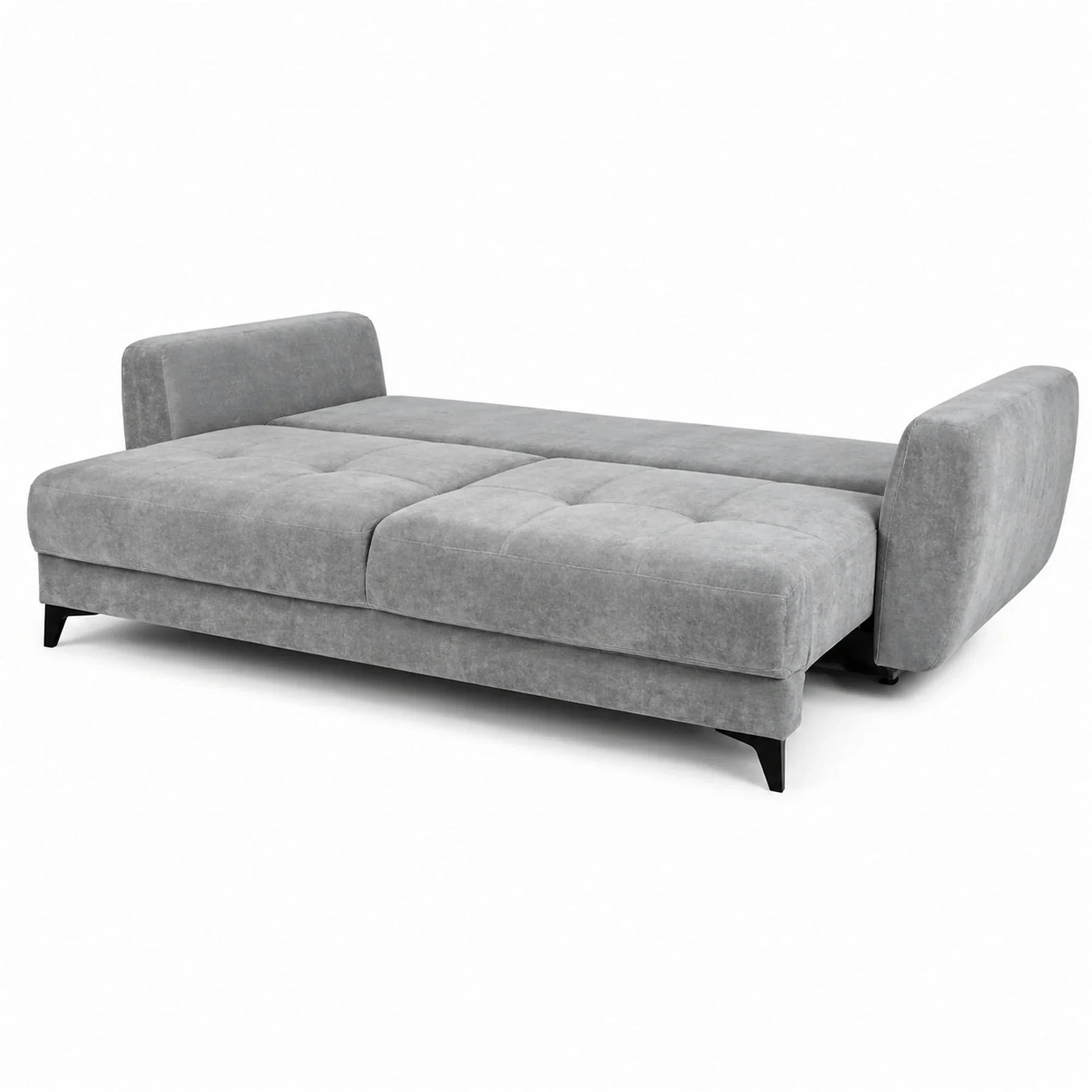Canapea extensibila 3 persoane KARISA, stofa catifelata gri - Monolith 85, cu lada depozitare, 241x113x91 cm