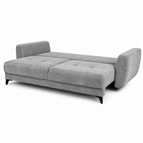 Canapea extensibila 3 persoane KARISA, stofa catifelata gri - Monolith 85, cu lada depozitare, 241x113x91 cm