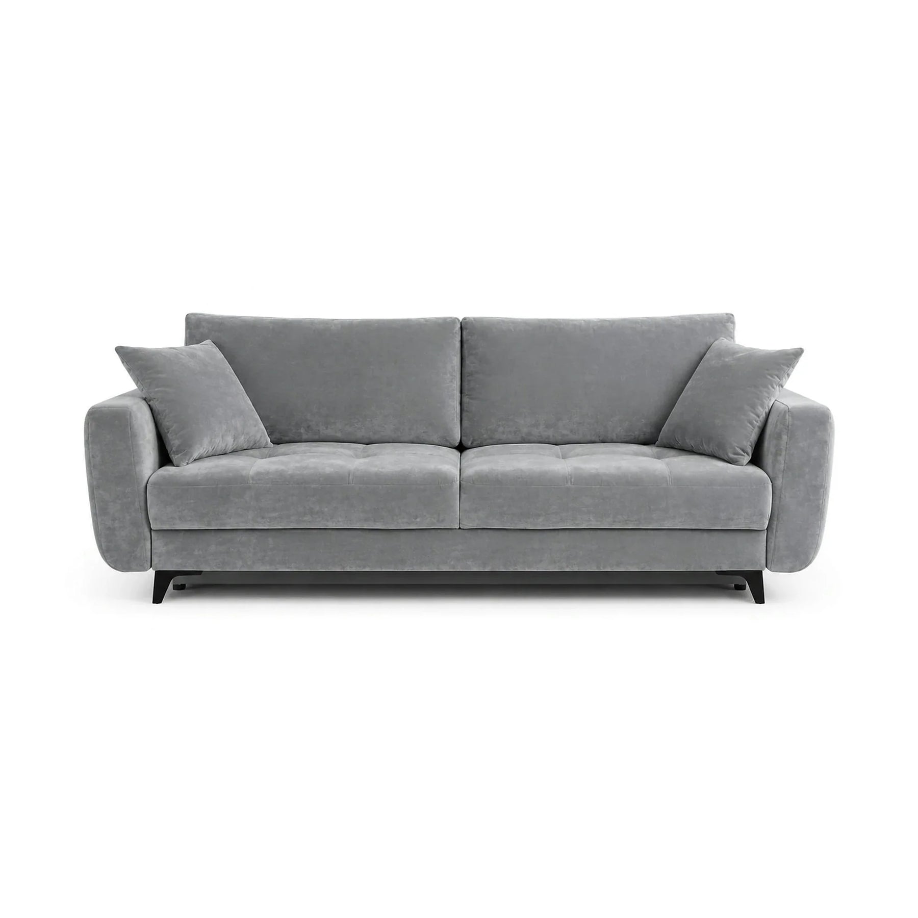 Canapea extensibila 3 persoane KARISA, stofa catifelata gri - Monolith 85, cu lada depozitare, 241x113x91 cm