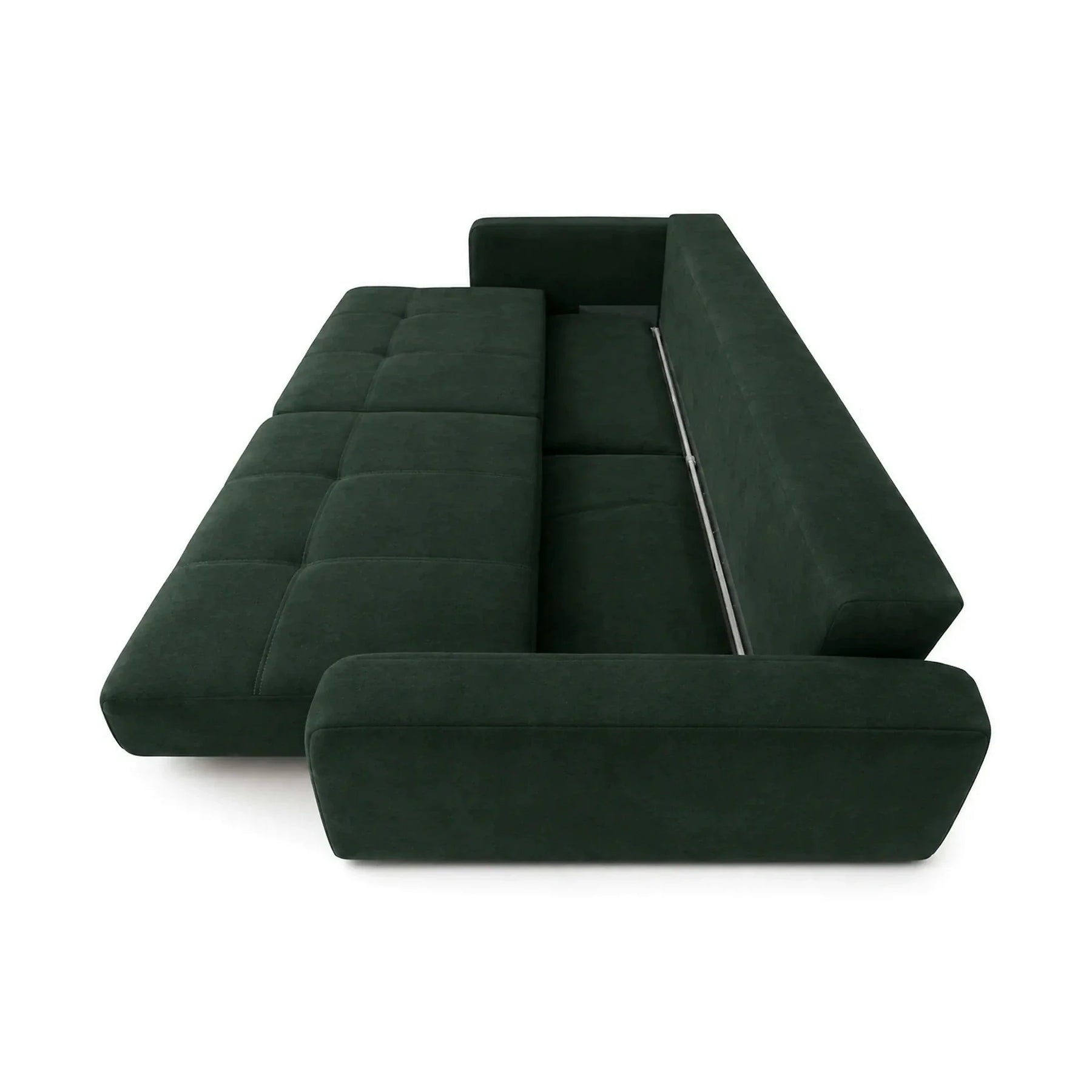 Canapea extensibila 3 persoane KARISA, stofa verde inchis - Element 12, cu spatiu depozitare, 241x113x91 cm