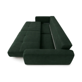 Canapea extensibila 3 persoane KARISA, stofa verde inchis - Element 12, cu spatiu depozitare, 241x113x91 cm