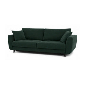 Canapea extensibila 3 persoane KARISA, stofa verde inchis - Element 12, cu spatiu depozitare, 241x113x91 cm