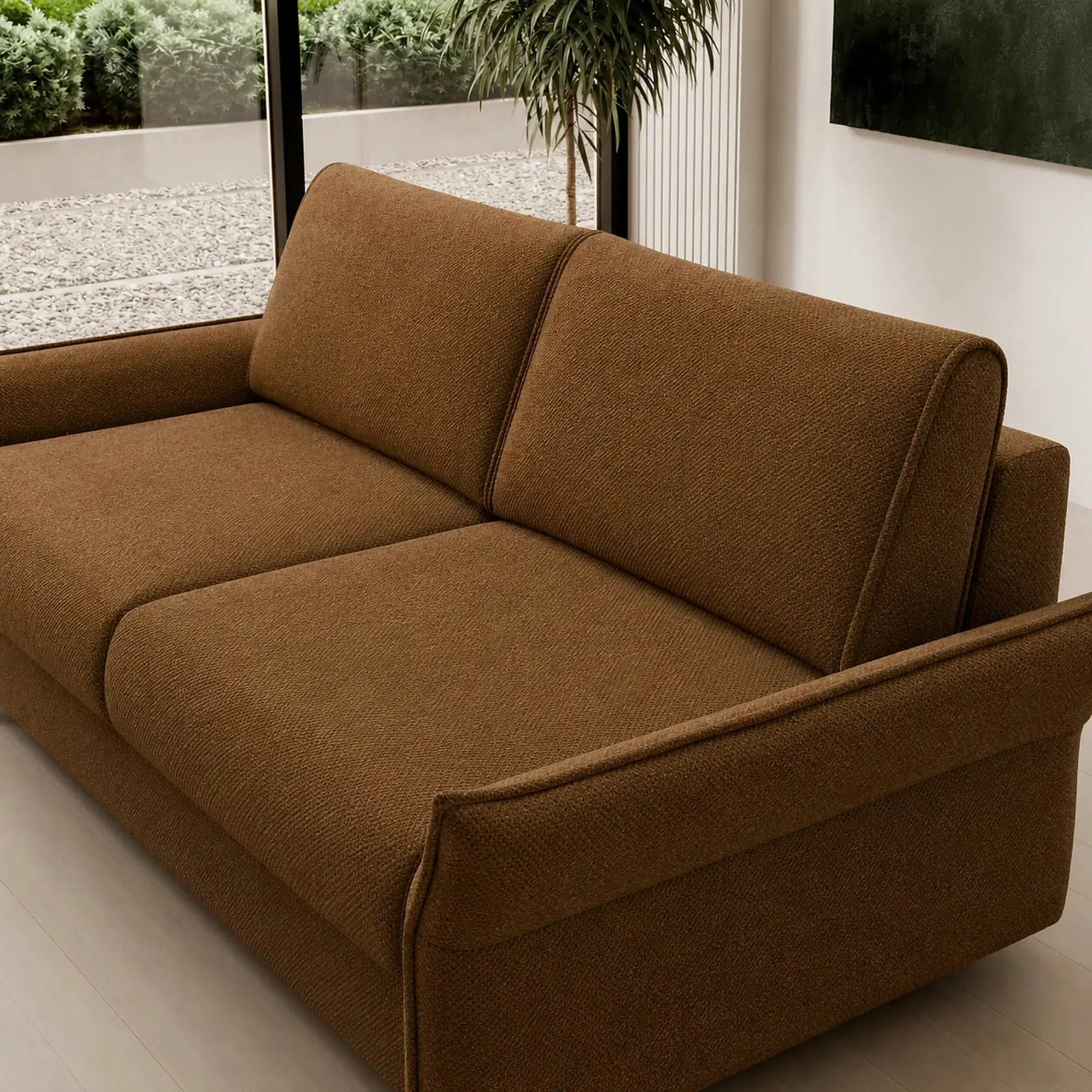 Canapea extensibila CANTO 160, stofă/lemn/PAL, maro - Rosario 472, 218×106×82 cm