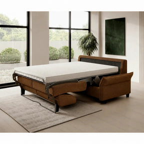 Canapea extensibila CANTO 160, stofă/lemn/PAL, maro - Rosario 472, 218×106×82 cm