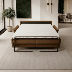 Canapea extensibila CANTO 160, stofă/lemn/PAL, maro - Rosario 472, 218×106×82 cm
