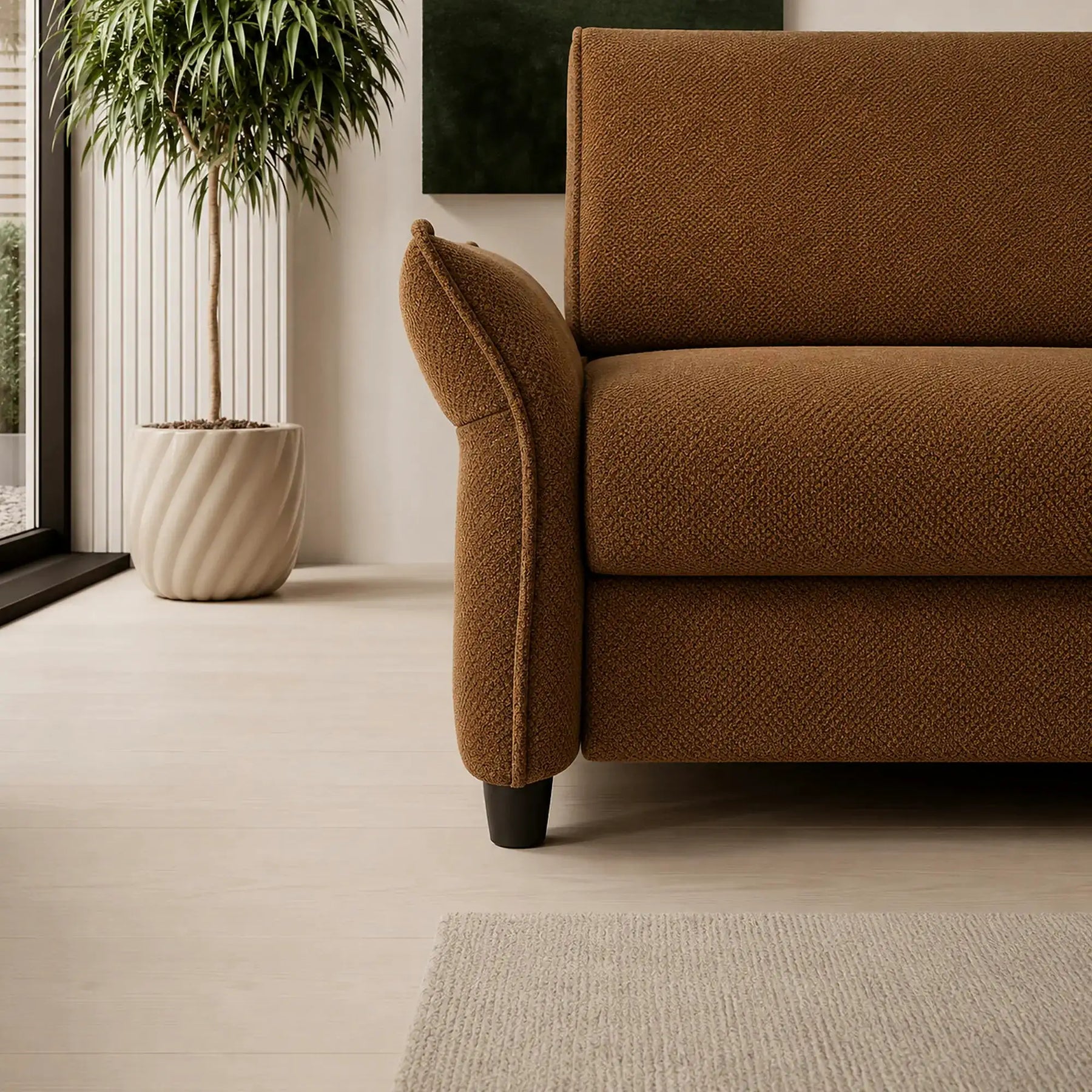 Canapea extensibila CANTO 160, stofă/lemn/PAL, maro - Rosario 472, 218×106×82 cm