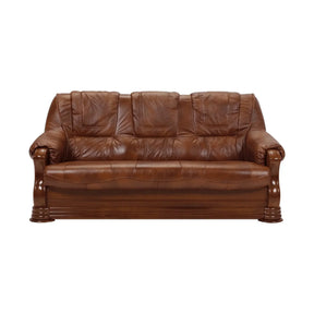Canapea extensibila de piele PARMA, maro, piele naturala/lemn/placaj, 195x96/140x95 cm