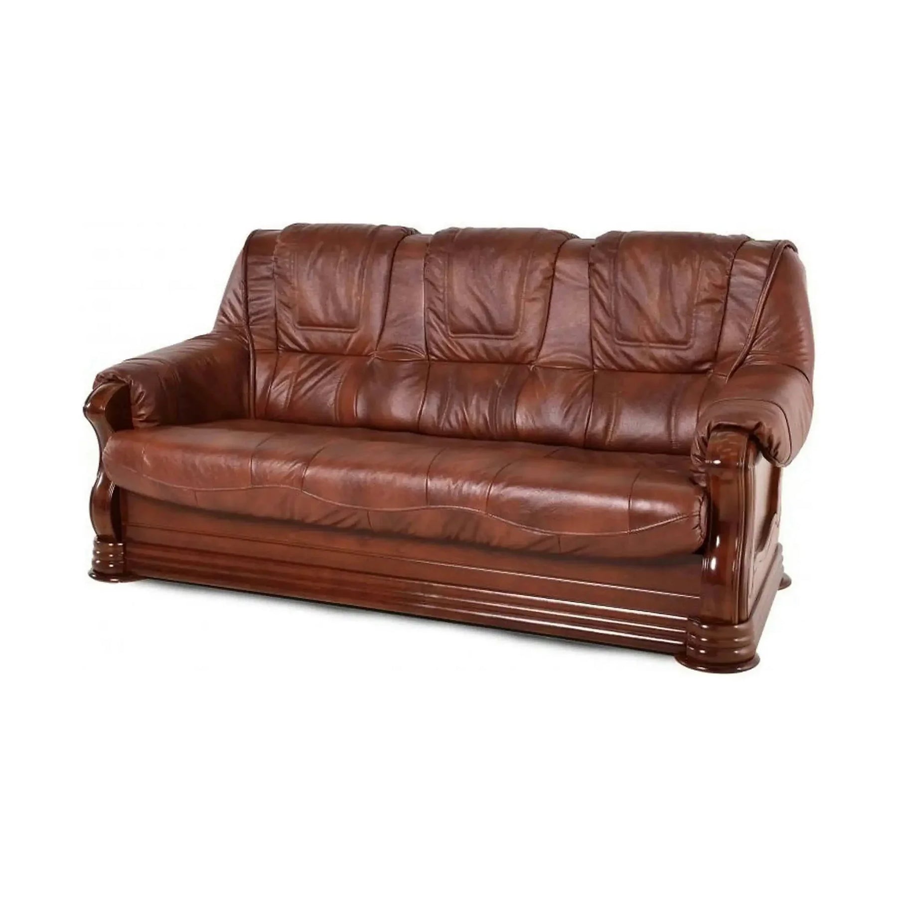 Canapea extensibila de piele PARMA, maro, piele naturala/lemn/placaj, 195x96/140x95 cm