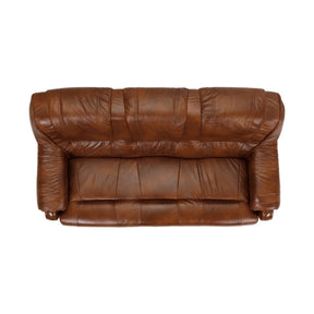 Canapea extensibila de piele PARMA, maro, piele naturala/lemn/placaj, 195x96/140x95 cm