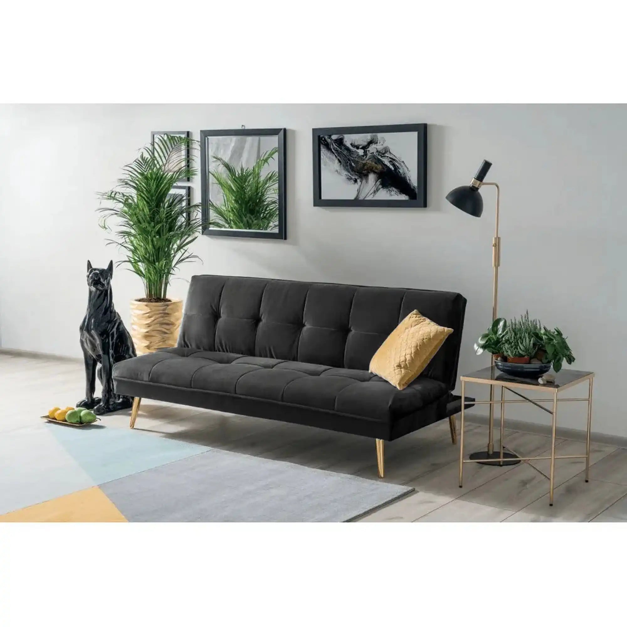 Canapea extensibila DETROIT OCN-27496, gri/auriu