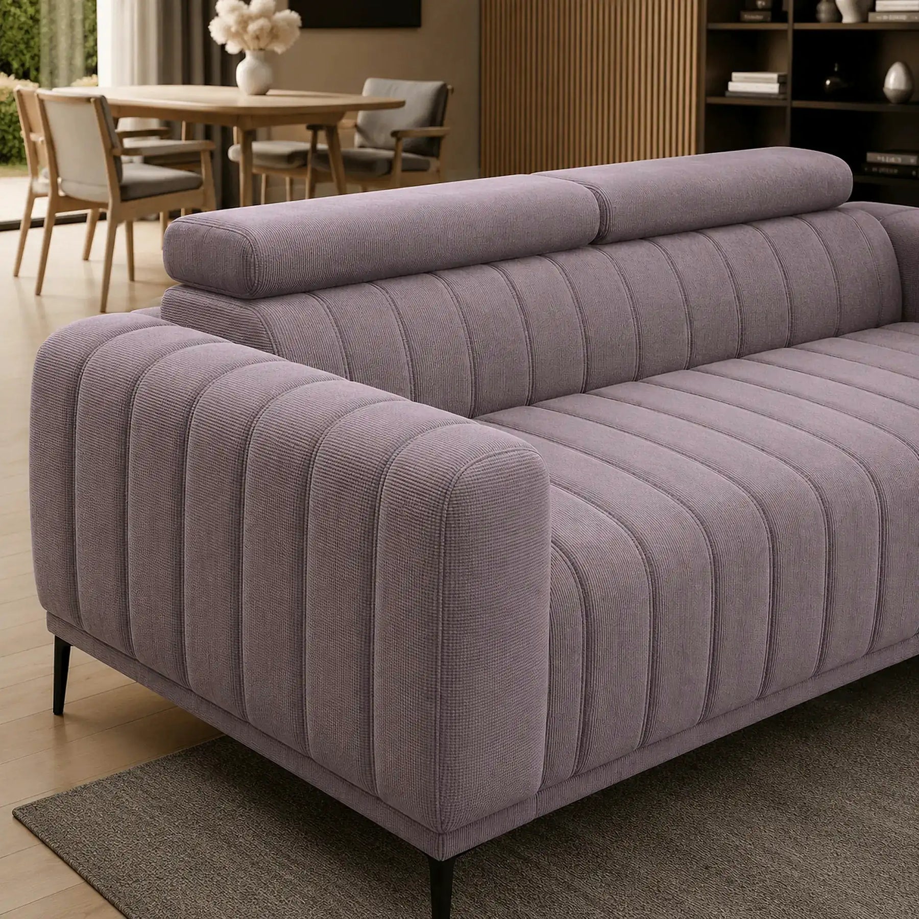 Canapea extensibila GANDI 140, stofă catifelata, mov lila - Monolith 62, 207×102×95 cm