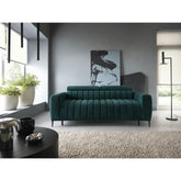 Canapea extensibila GANDI 160, stofa clasica turcoaz - Austin 14, cu tetiere reglabila, 227x102x95 cm