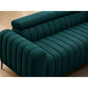 Canapea extensibila GANDI 160, stofă clasică/lemn/PAL, turcoaz - Austin 14, 227×102×95 cm