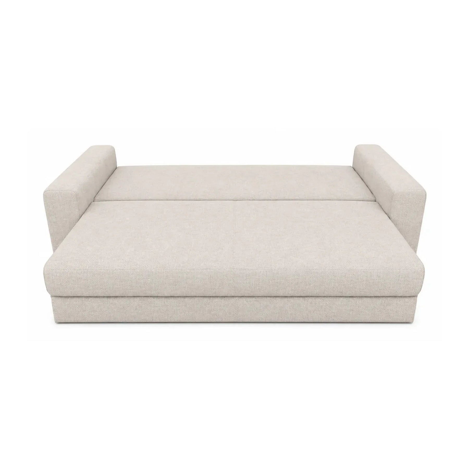 Canapea extensibila GENF, stofa catifelata bej - Element 17, cu lada depozitare, 247x103x90 cm