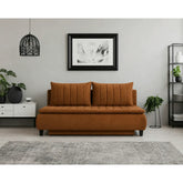 Canapea extensibila HARRY, stofa catifelata maro - Element 07, cu lada depozitare, 208x102x96 cm