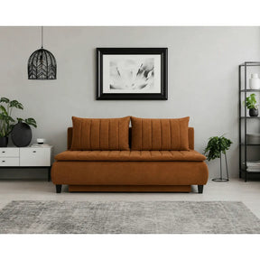 Canapea extensibila HARRY, stofa catifelata maro - Element 07, cu lada depozitare, 208x102x96 cm