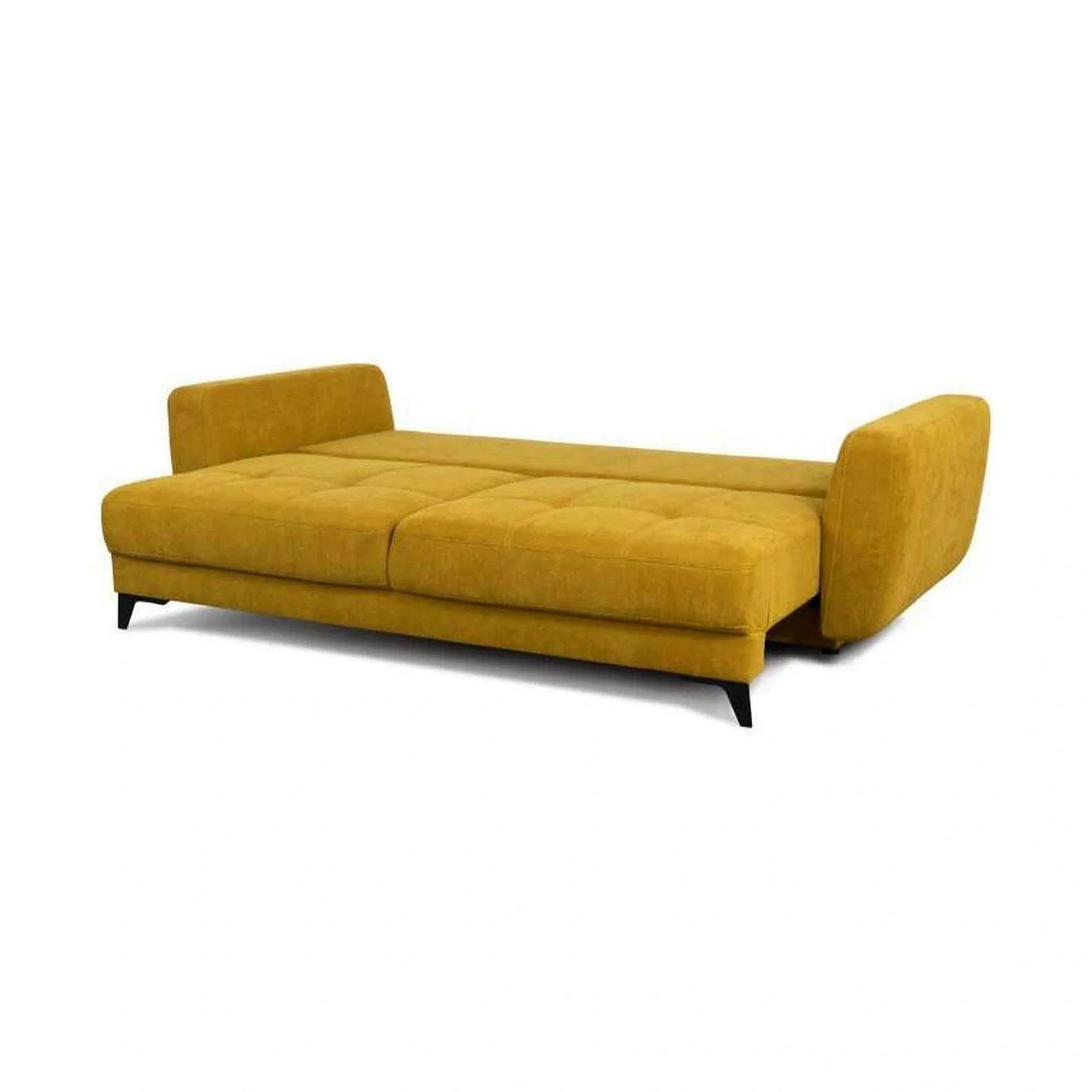 Canapea extensibila KARISA, stofă catifelata, galben - Salvador 09, 241×113×91 cm
