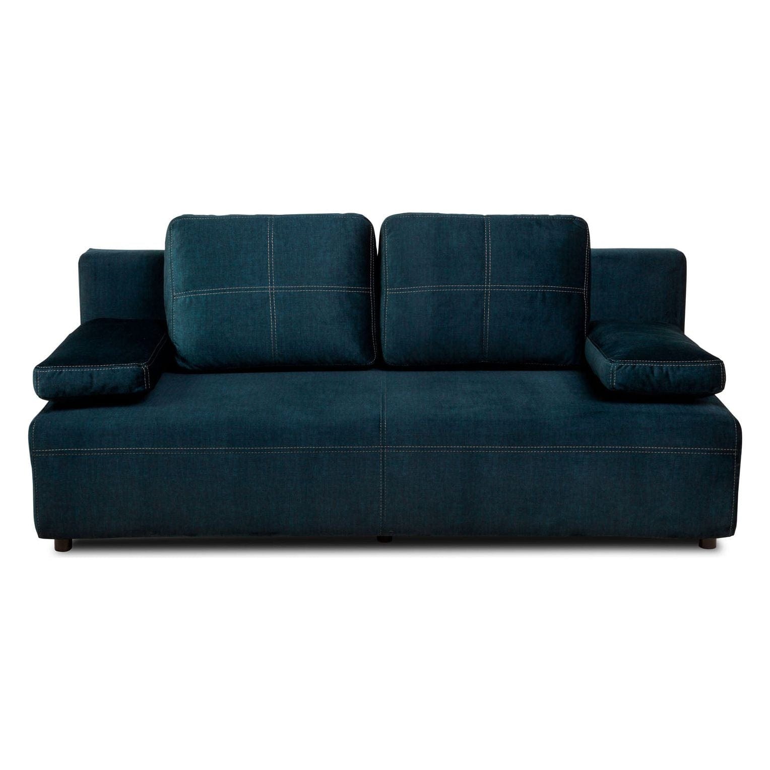 Canapea extensibila Nola, stofa catifelata albastru - Monolith 77, cu lada depozitare, 200x100x90 cm