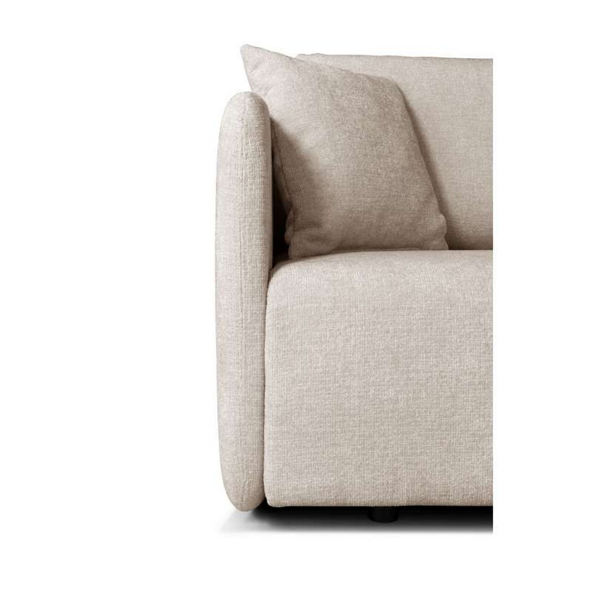 Canapea extensibila Allen, stofa catifelata crem - Monolith 02, cu lada depozitare, 217x98x92 cm