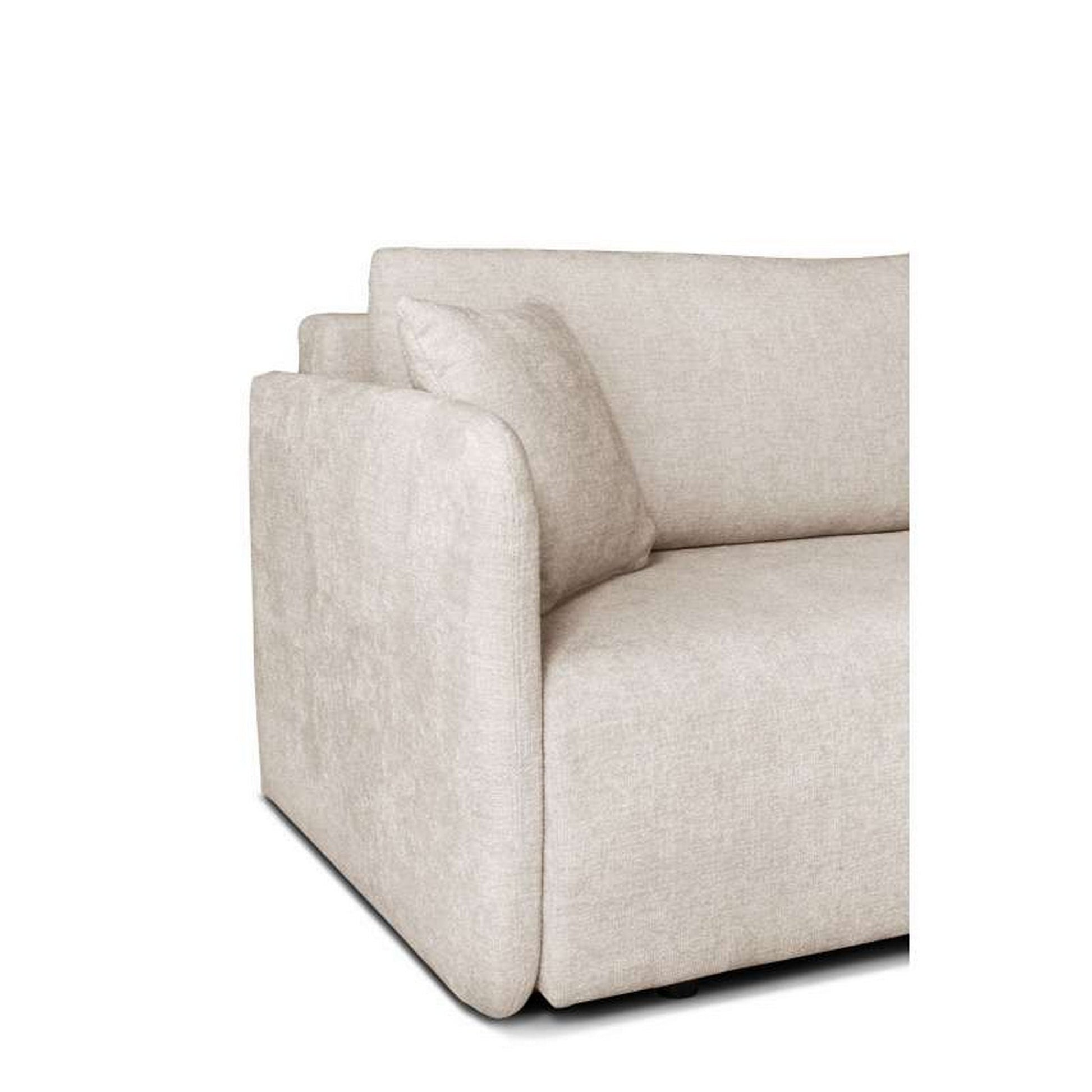 Canapea extensibila Allen, stofa catifelata crem - Monolith 02, cu lada depozitare, 217x98x92 cm