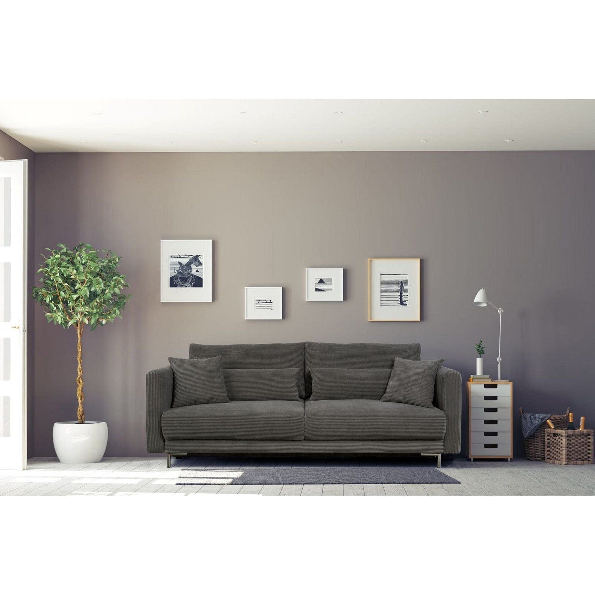 Canapea extensibila RICO, stofa catifelata verde - Monolith 37, cu lada depozitare, 224x114x91 cm