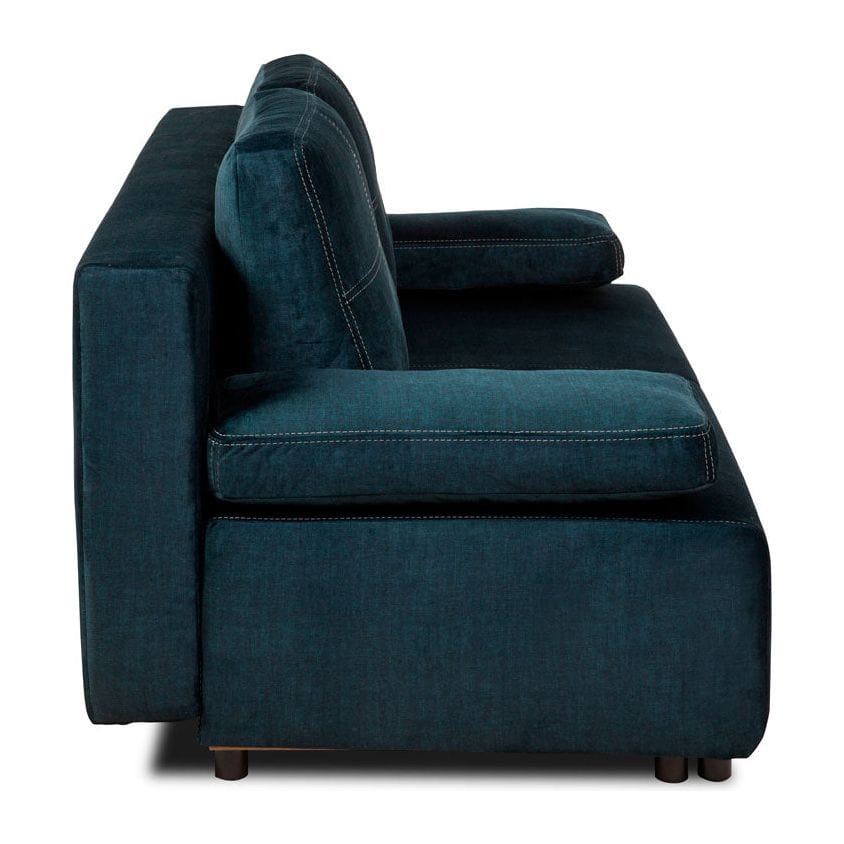 Canapea extensibila Nola, stofa catifelata albastru - Monolith 77, cu lada depozitare, 200x100x90 cm